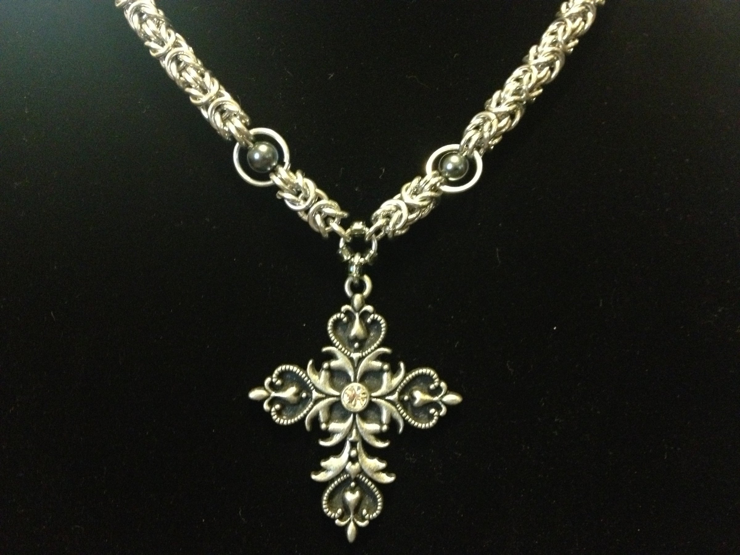 Byzantine Chainmail Necklace with cross charm | Wisps and Chains